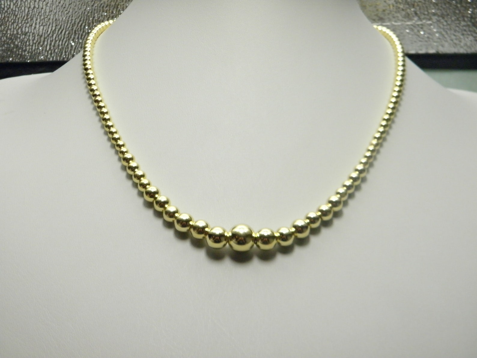 Solid 9ct Gold Ball Necklace Vintage 17 20 Inch Long Heavy 9k Etsy