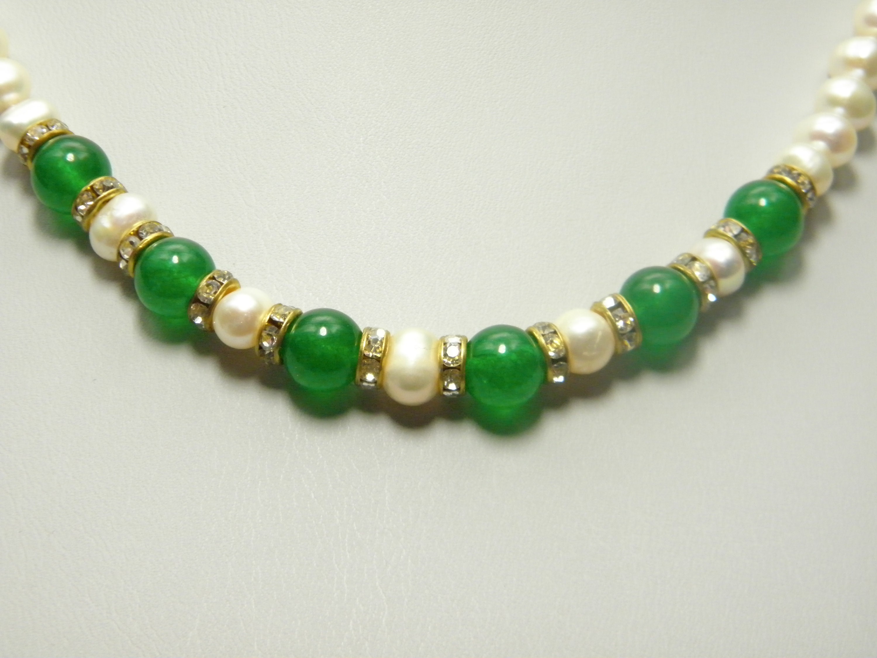 Sterling Silver Pearl Jade Necklace 16 Inch Vintage Solid Etsy