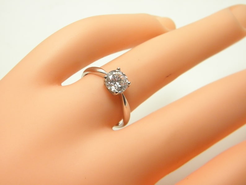 9ct Gold FX Diamond Ring Band Size N 6.75 Vintage Deco Solitaire Solid 9k 375 White Engagement