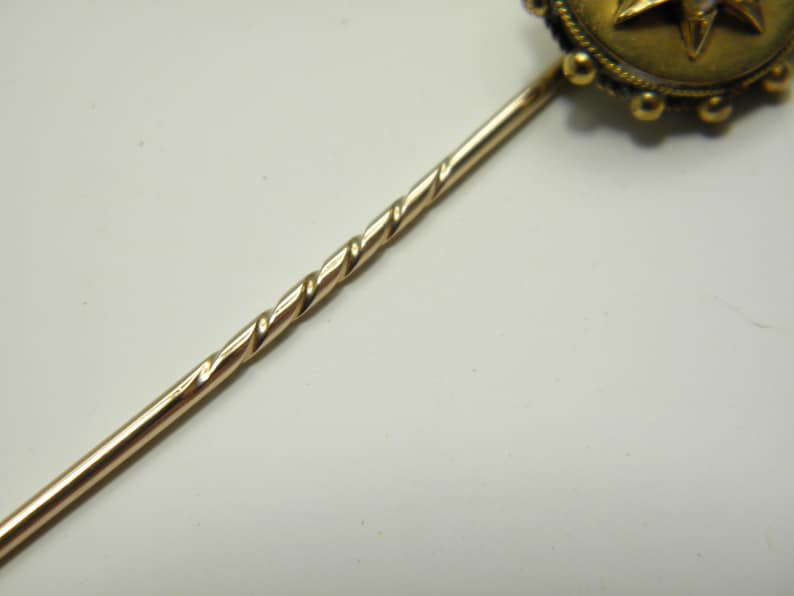 Lapel Hat Cravat etc 15ct Gold Pearl Stick Pin Antique Solid 15k 625 Rose Yellow for Tie