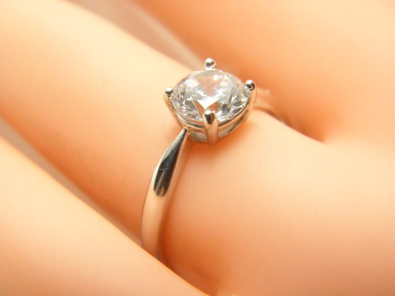 9ct Gold FX Diamond Ring Band Size N 6.75 Vintage Deco Solitaire Solid 9k 375 White Engagement