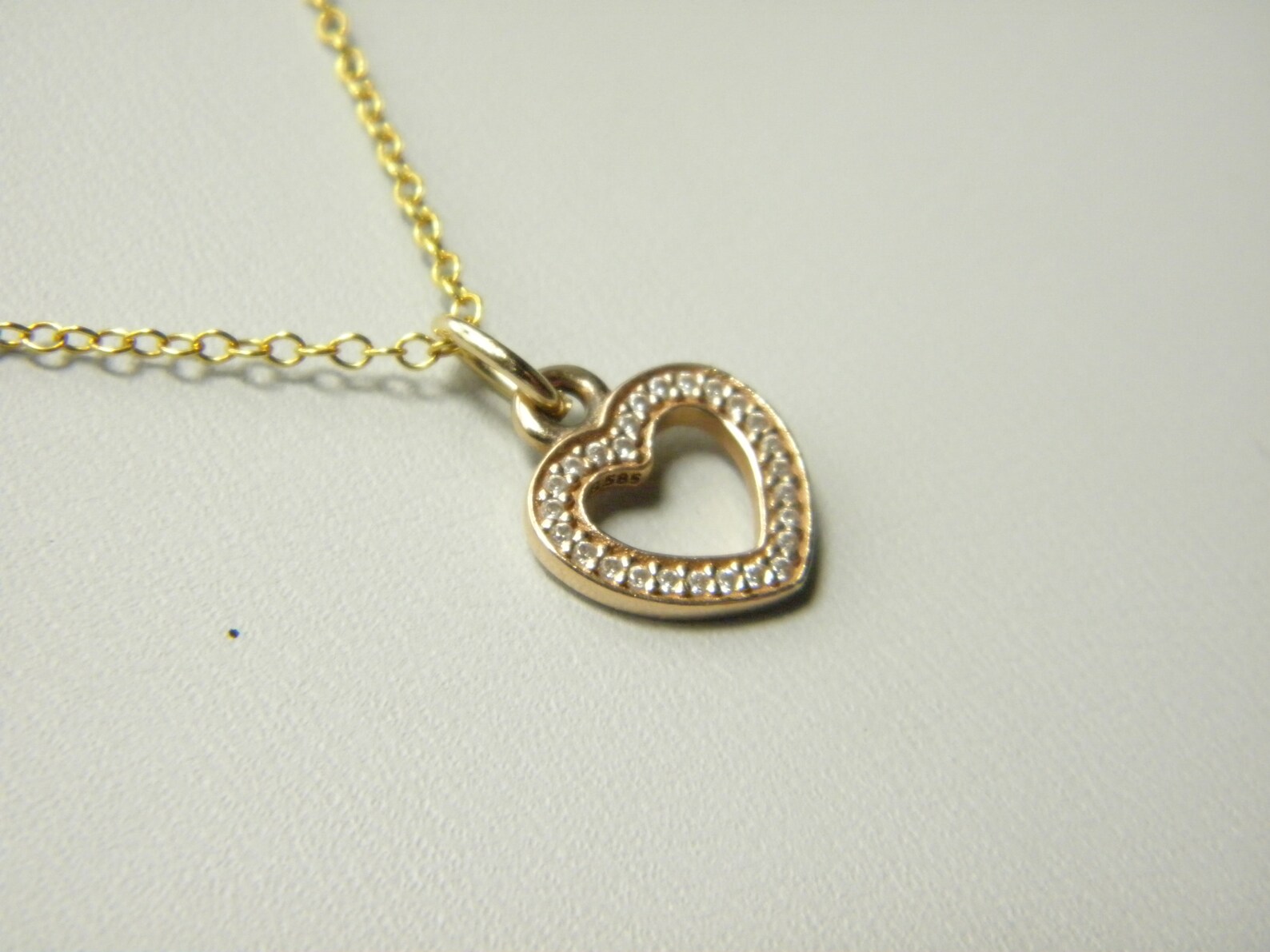 Solid 14ct Gold Pandora Heart Necklace Vintage 16 Inch 14k 585 Etsy