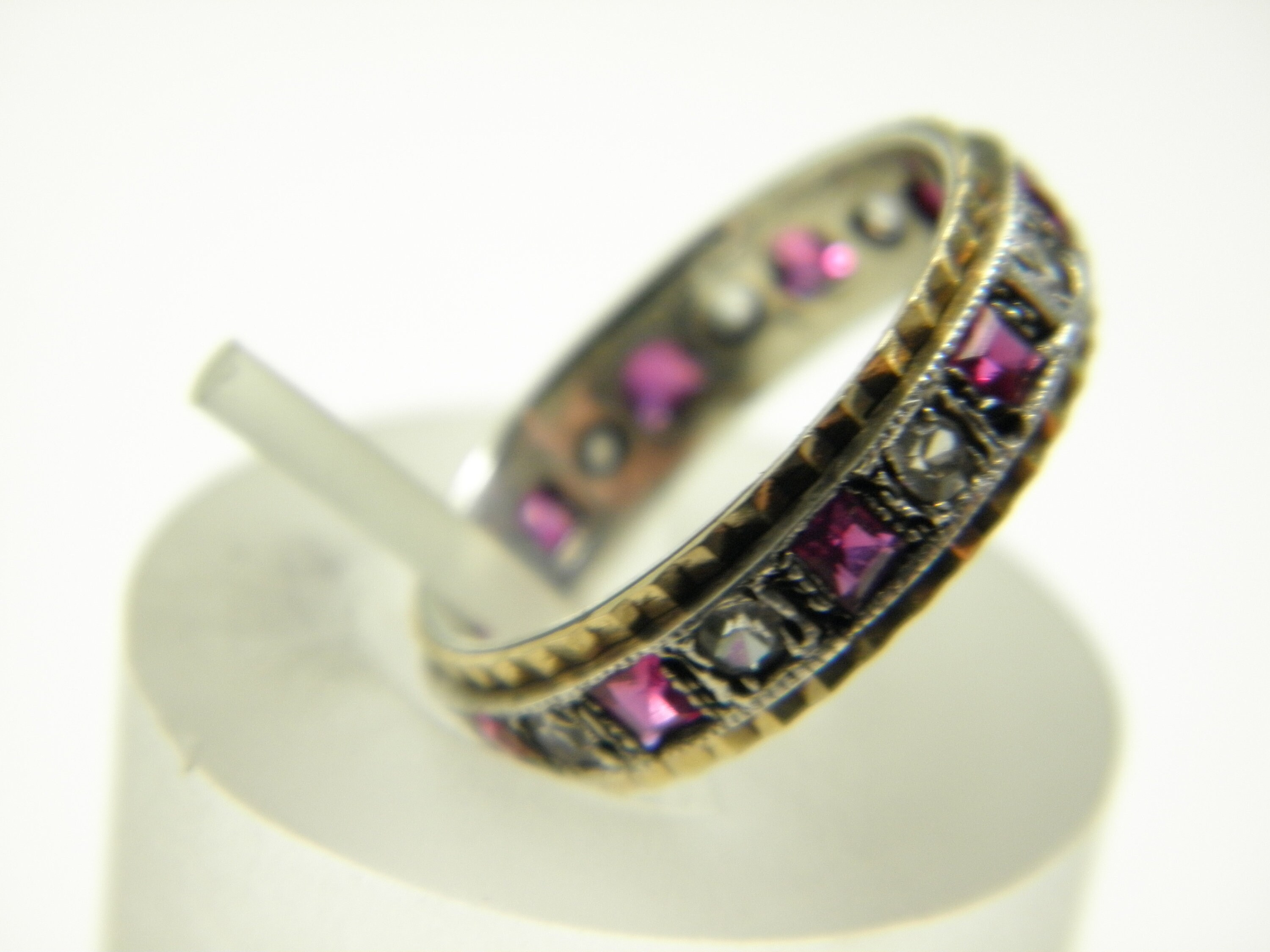 9ct Gold Ruby Diamond Full Eternity Ring Band 4.7mm Antique | Etsy