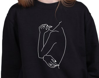 Gift Minimalist Line Art Shirt Unisex Sweatshirt for Women Men Minimalist Sweatshirt Minimalism Sweater One Line Drawing Woman Shirt