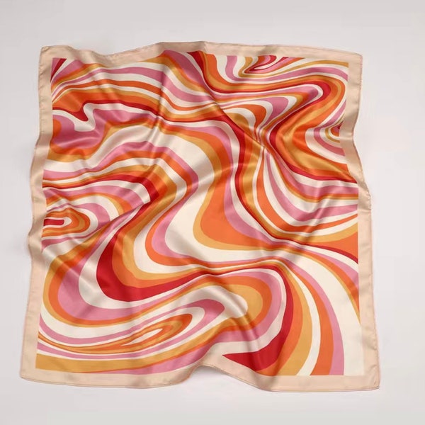 Groovy Silky Large Hair Scarf( pink, red, cream, yellow and orange)