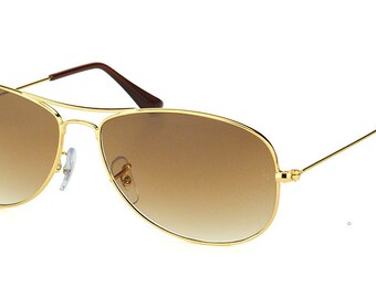 Ray Ban Cockpit RB 3362 001 / 51 Brown Gradient LENSES UV Filter New with Original case and cloth Gold Beautifully made