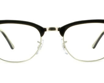 Ray Ban Clubmaster 5154 49 Black Chrome pequeño tamaño clásico vintage Marco Sólo con lentes ficticias listo para su receta