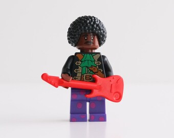 Jimi Hendrix, the Greatest Rock Guitarist of all time - custom assembly minifigure from genuine LEGO® parts / Great gift for rock music fans