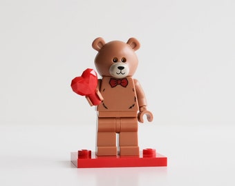 Valentine’s Day Red Heart Bear Costume Guy - custom assembly minifigure from genuine LEGO® parts - Gift for your loved ones