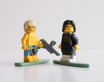 Point Break Keanu Reeves & Patrick Swayze - Set of 2 minifigures from genuine LEGO® parts / Cult movies, gift for cinema lovers and surfers