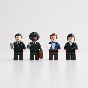 Pulp Fiction Mia, Vincent, Jules and 'The Wolf' - set of 4 custom assembly minifigures from genuine LEGO® parts