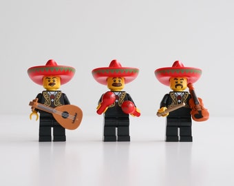 Mariachi Trio - Set of 3 custom assembly minifigures from genuine LEGO® parts / Great gift for Mexican music lovers / Wedding ceremonies