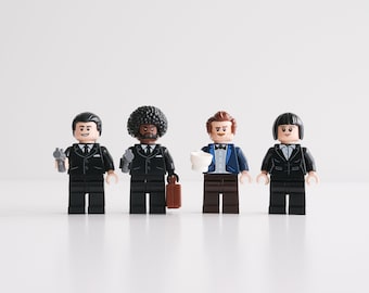 Pulp Fiction Mia, Vincent, Jules & The Wolf - set of 4 minifigures from genuine LEGO® parts / Gift for Quentin Tarantino's Pulp Fiction fans