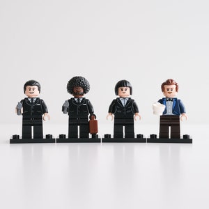 Pulp Fiction Mia, Vincent, Jules and 'The Wolf' - set of 4 custom assembly minifigures from genuine LEGO® parts