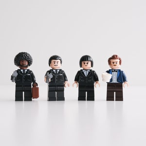 Pulp Fiction Mia, Vincent, Jules and 'The Wolf' - set of 4 custom assembly minifigures from genuine LEGO® parts