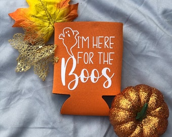 I'm Here for the Boos Can Cooler, Halloween Can Cooler, Ghost Can Cooler, Trick or Treat Can cooler, Halloween Party Favor, Beer Cooler