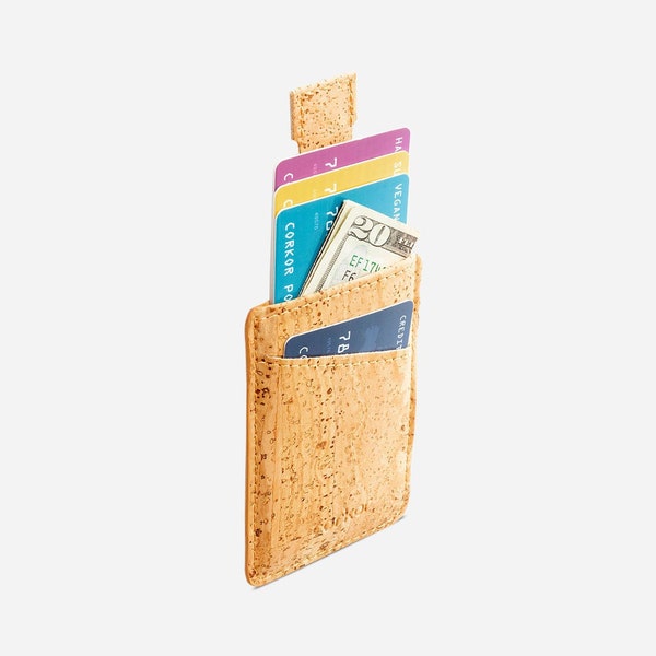 Porte-cartes  RFID, minimaliste, éco-responsable, haut de gamme, vegan, unisexe fait main au Portugal avec du cuir de liège naturel