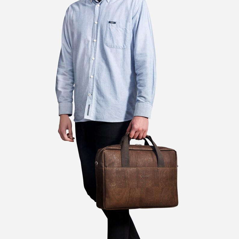 Conscious Premium Vegan Cork Leather Dirt /& Water Repellent Durable Minimalist Unisex Briefcase Handmade in Portugal