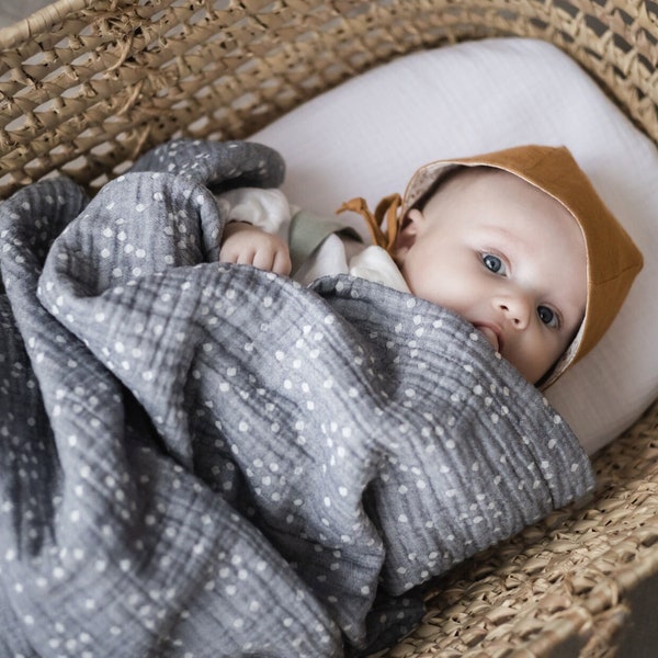 Personalisierte Baby Musselin Decke, gestickte Krankenhaus Decke erhalten swaddle, Natürliche Baumwoll Decke Größe 72x39 cm