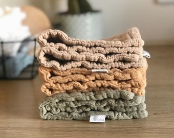 Set van 3 badwashandjes dikke mousseline doek, cadeau voor haar, cadeau voor zus, moederdagcadeau, duurzame washandjes herbruikbare mousseline vierkanten