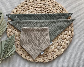 Bavaglino bandana set da 3 Bandana con bavaglino in garza Bavaglino in cotone organico Bavaglini in mussola con bava Bavaglino assorbente con bava Regalo per mamma in attesa, regalo per neonato