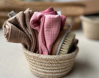 Natural muslin napkins set of 3, Thick gauze washcloth Reusable wipes, Facial washcloth Baby washcloth, Organic gauze muslin cloth