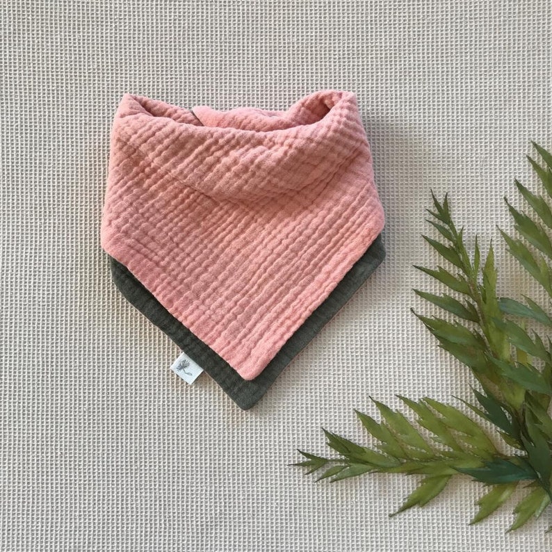 Personalized Bandana Bib 2 Tone Muslin Neckerchief Baby Etsy