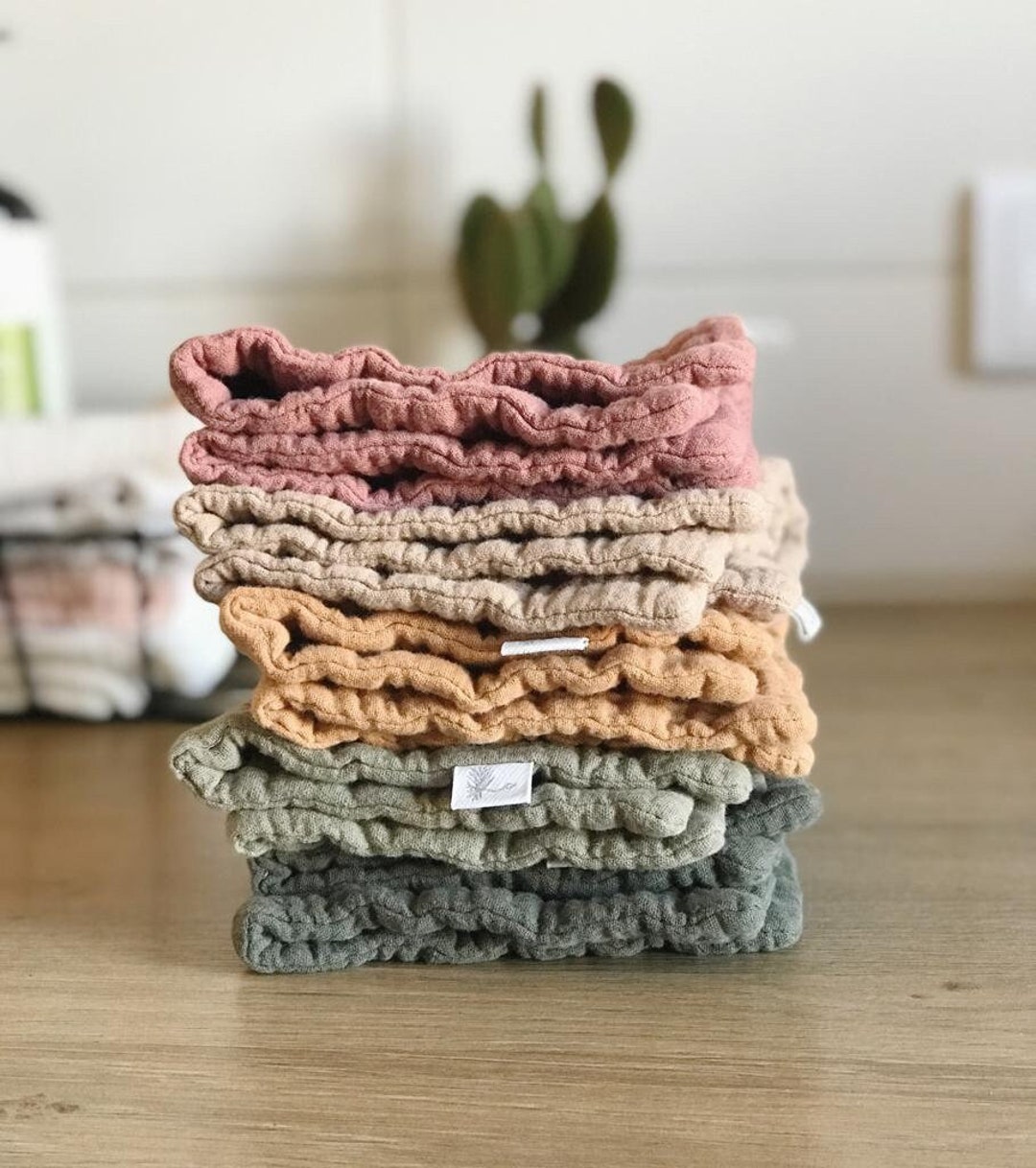Set of 3 Organic Muslin Cloths Baby Washcloths Muslin 24x24 