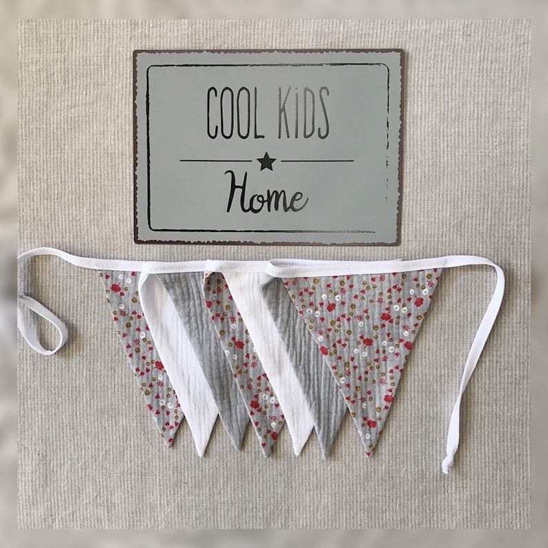 Bunting banner Baby nursery decor Baby muslin bunting Fabric flag garland Birtdhay party bunting banner