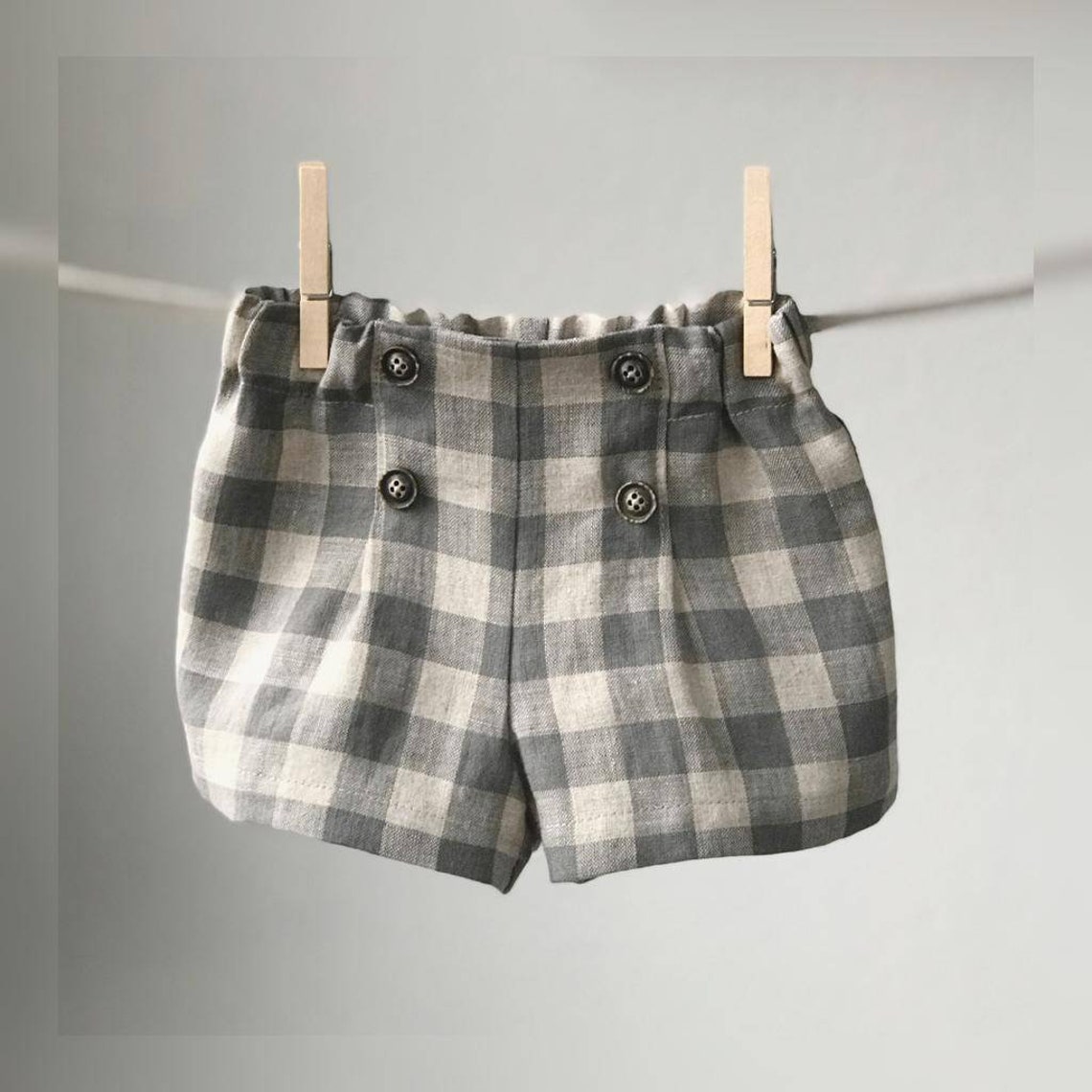 Baby boy shorts Linen checkered shorts Baby summer shorts Etsy