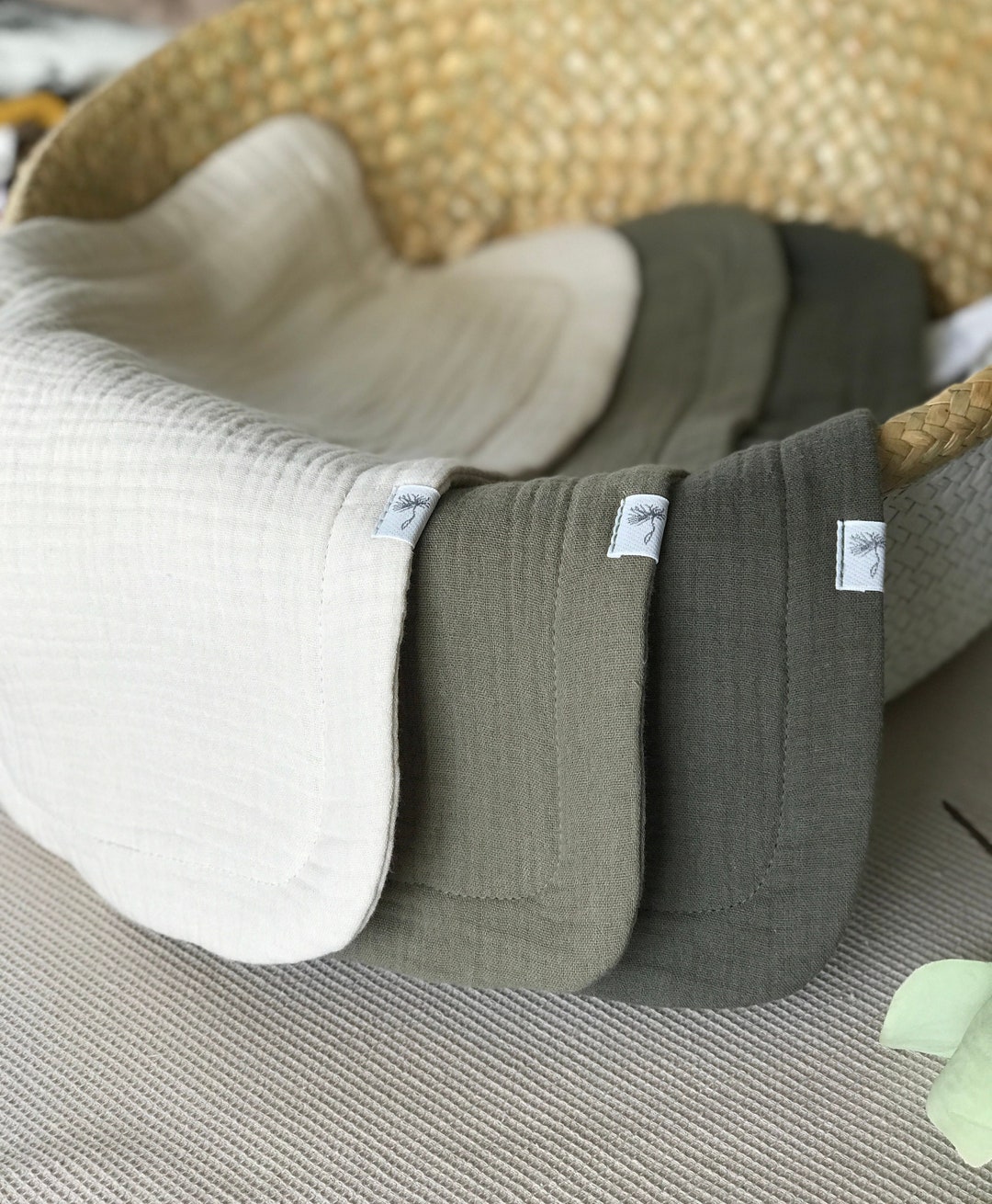 Set of 3 Baby Burp Cloths Organic Cotton Muslin Cloth Baby Burp Rag