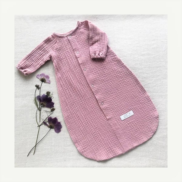 Baby sleeping bag Baby nightgown Baby sleeping sack Organic muslin sleeping bag with long sleeves