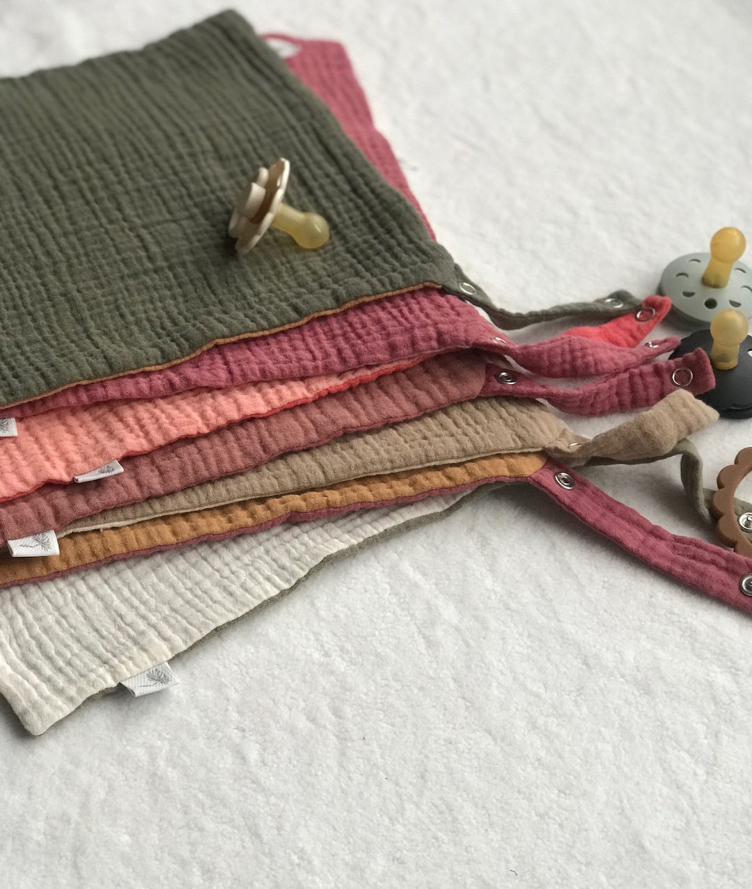 Baby Lovey Blanket Paci Keeper 2 Tone Muslin Cloth Baby Pacifier Holder Pacifier Blanket Small