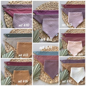 Lot de 3 bandanas 6 épaisseurs en gaze, bavoirs pour bébé en mousseline, bavoir en coton biologique, bavoir en gaze absorbante, cadeau pour nouvelle maman image 7