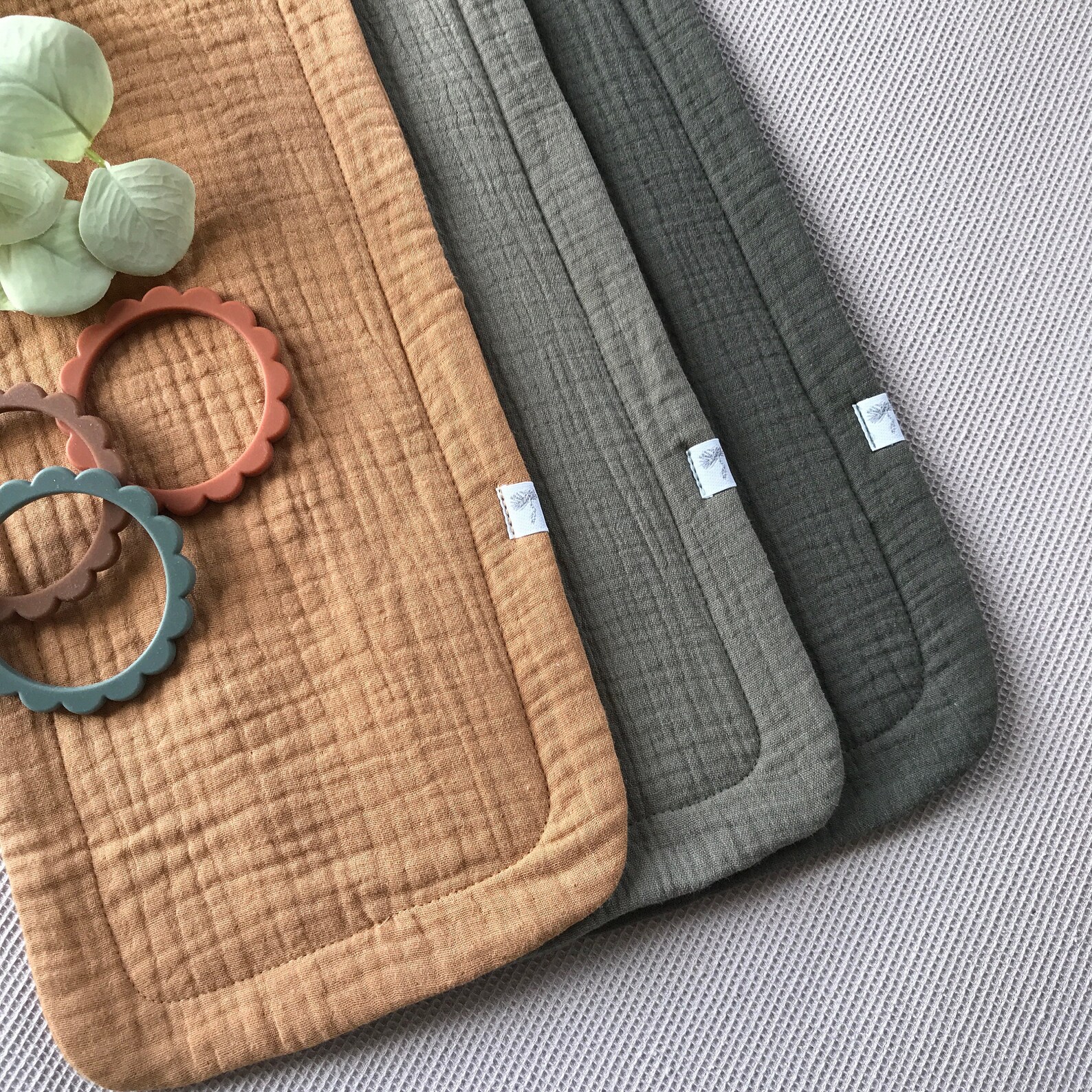 Set of 3 Baby Burp Cloths Organic Cotton Muslin Cloth Baby Etsy