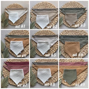 Lot de 3 bandanas 6 épaisseurs en gaze, bavoirs pour bébé en mousseline, bavoir en coton biologique, bavoir en gaze absorbante, cadeau pour nouvelle maman image 6