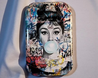 Audrey hepburn pink bubble gum pop art magnet