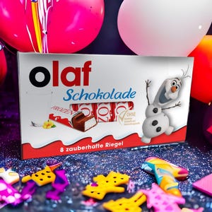 3x Aufkleber für Kinderschokolade (100g) | FROZEN - Die Eiskönigin – Völlig unverfroren | Olaf | NEU