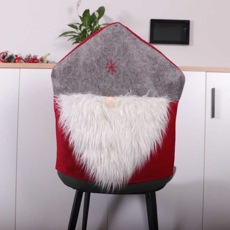 2 Christmas Chair Covers Gnomes Chair Cover Christmas Home Etsy