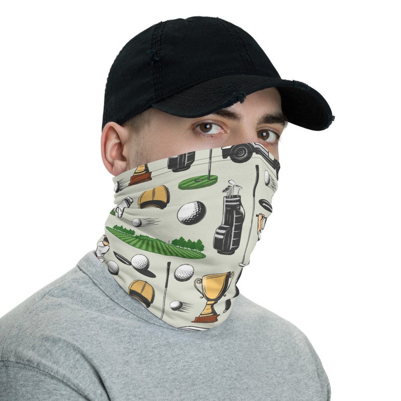 Golf Theme Neck Gaiter Face Mask Gaiter Mask Washable Face Etsy