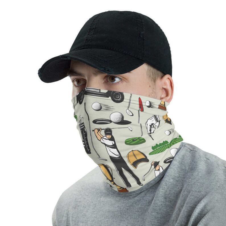 Golf Theme Neck Gaiter Face Mask Gaiter Mask Washable Face Etsy