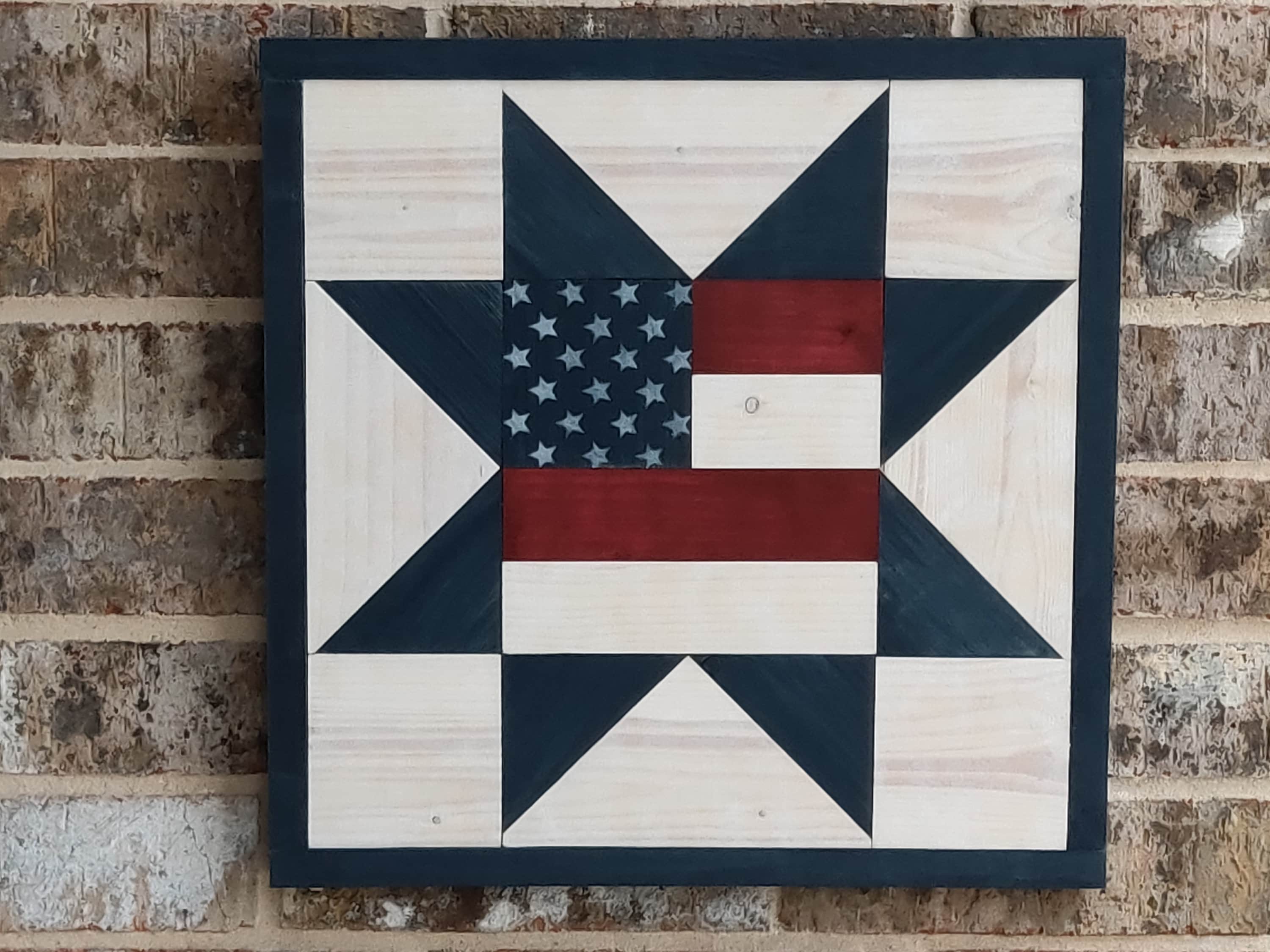 Old Glory Barn Quilt Wall Art Patriotic Flag Etsy