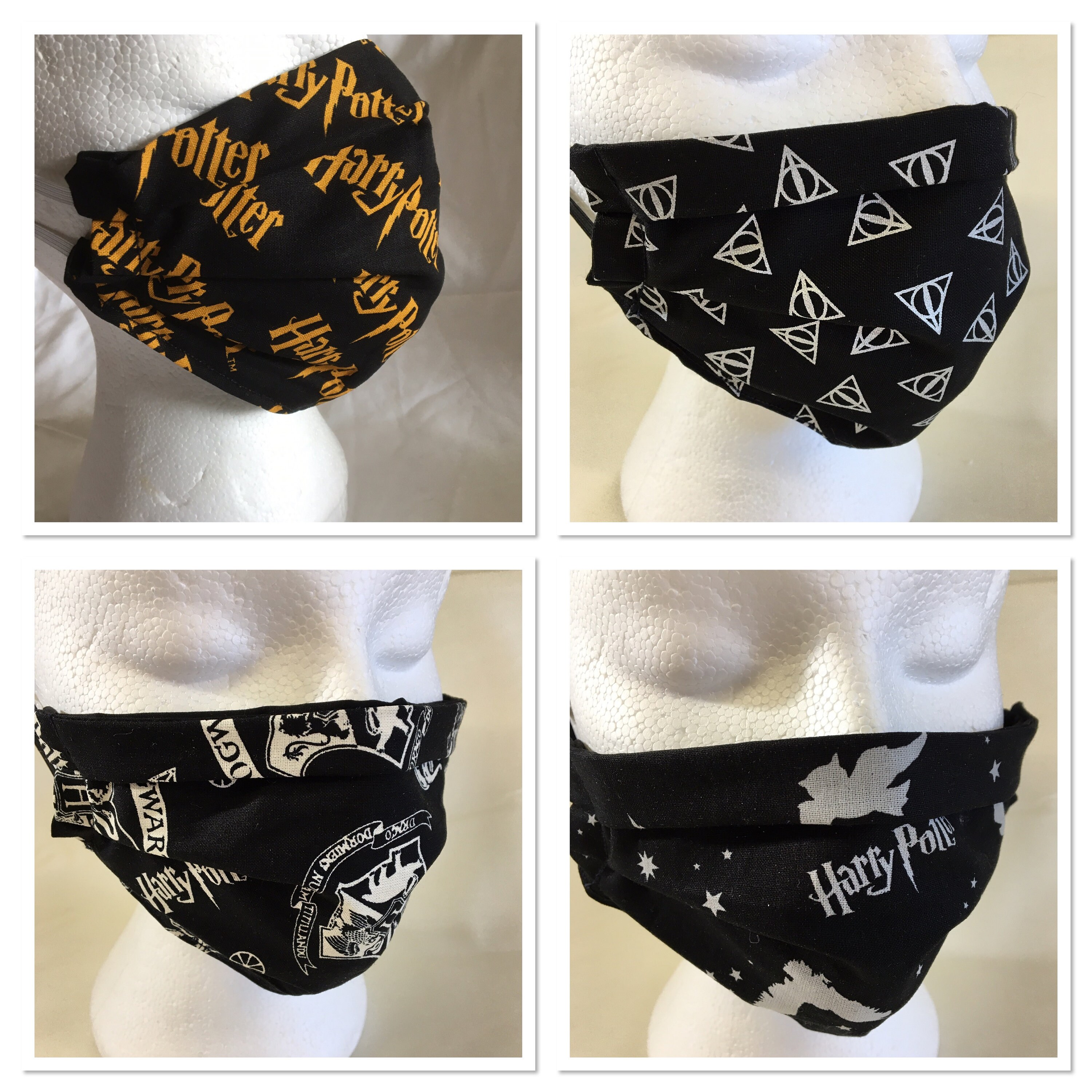 Harry Potter themed face masks double layer and pleated for Etsy