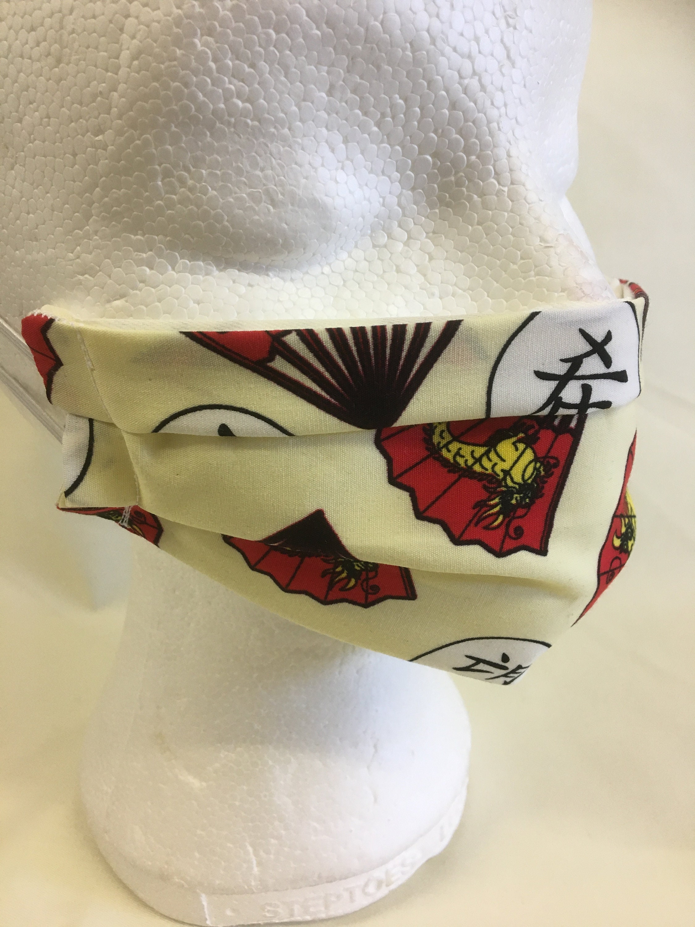 Japanese Fan cotton face mask made with two layers and Etsy