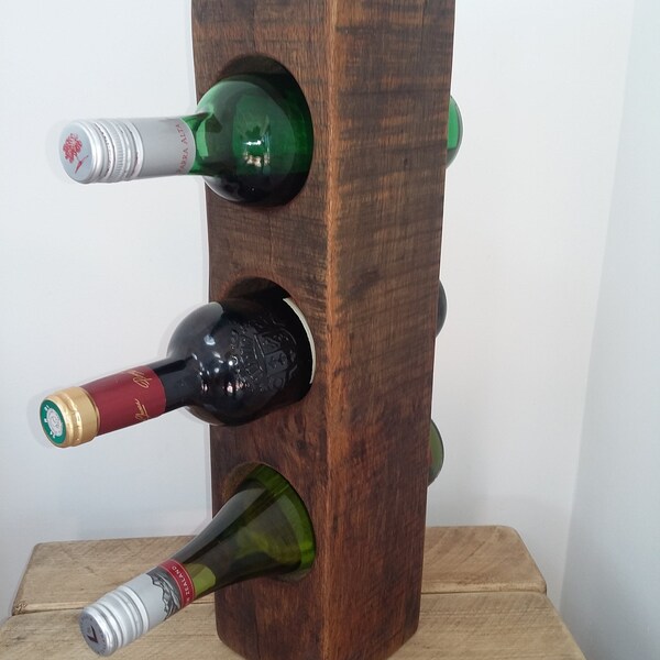 Reclaimed Solid Oak Wine Rack - Rustic Wine Rack|Farmhouse|Handcrafted|Wine Holder|Wine Storage - Fathers Day Gift, Fathers Day, Man Cave