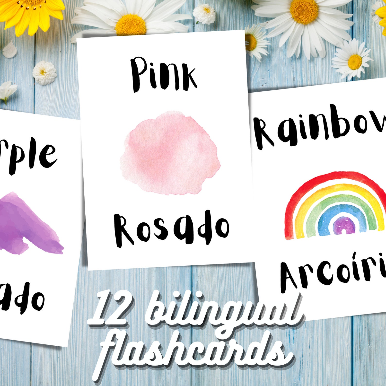 Spanish Color Flashcards Bilingual Color Flashcards Etsy UK