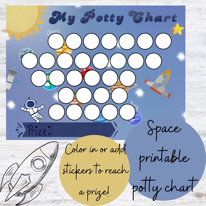 Space Potty Chart Potty Training Prize Charts Stickers Etsy