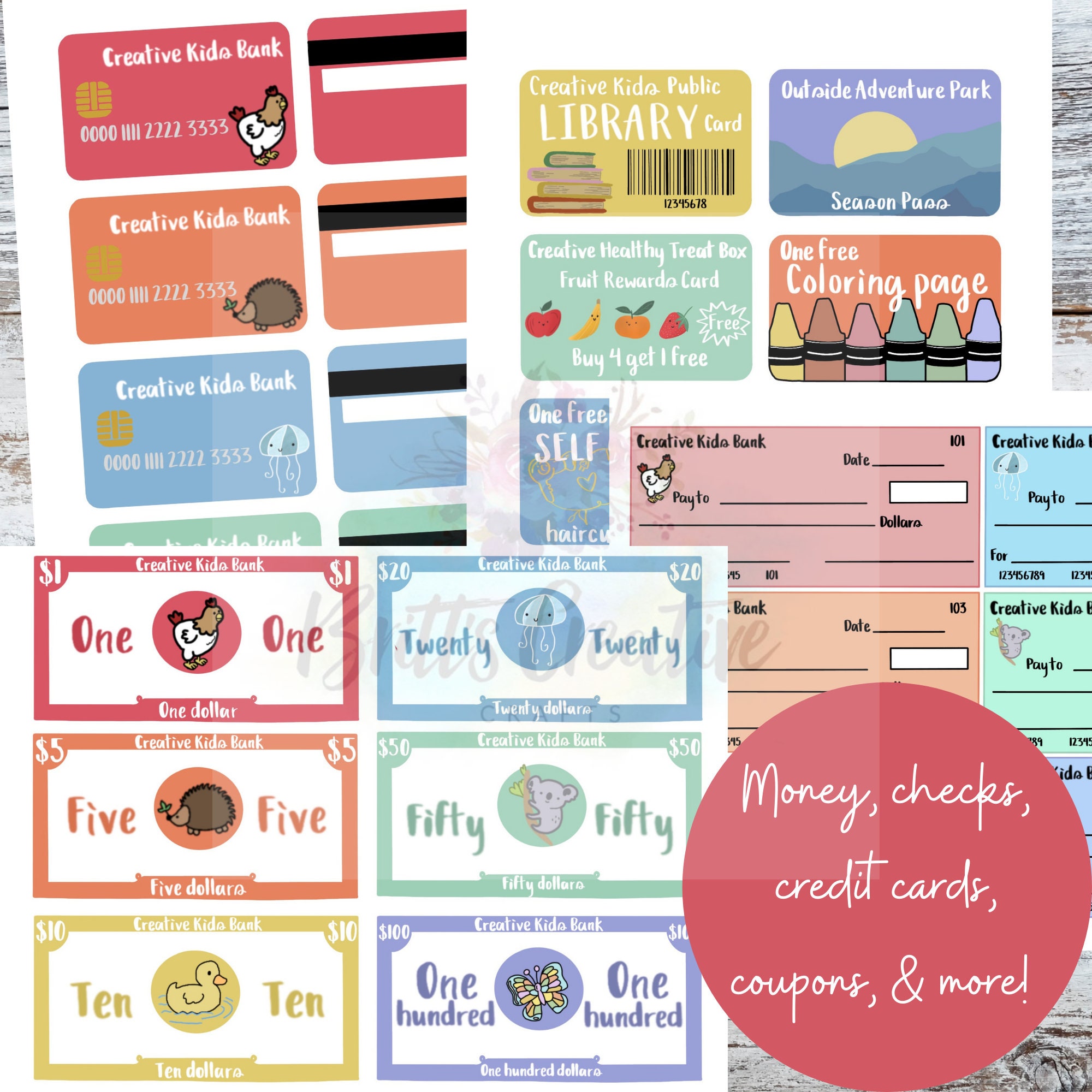 Pretend Play Money Pretend Checks Printable Digital - Etsy