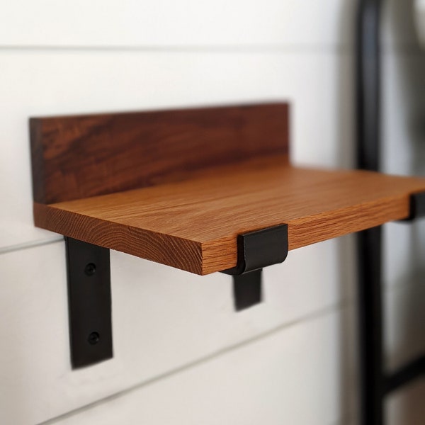 Bedside Nightstand Shelf - Oak, Walnut, and Steel