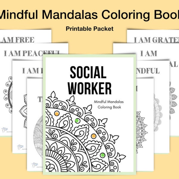 Mandala Coloring Pages for Social Workers - Digital Download - Great Social Worker Gift for New BSW or MSW Graduates